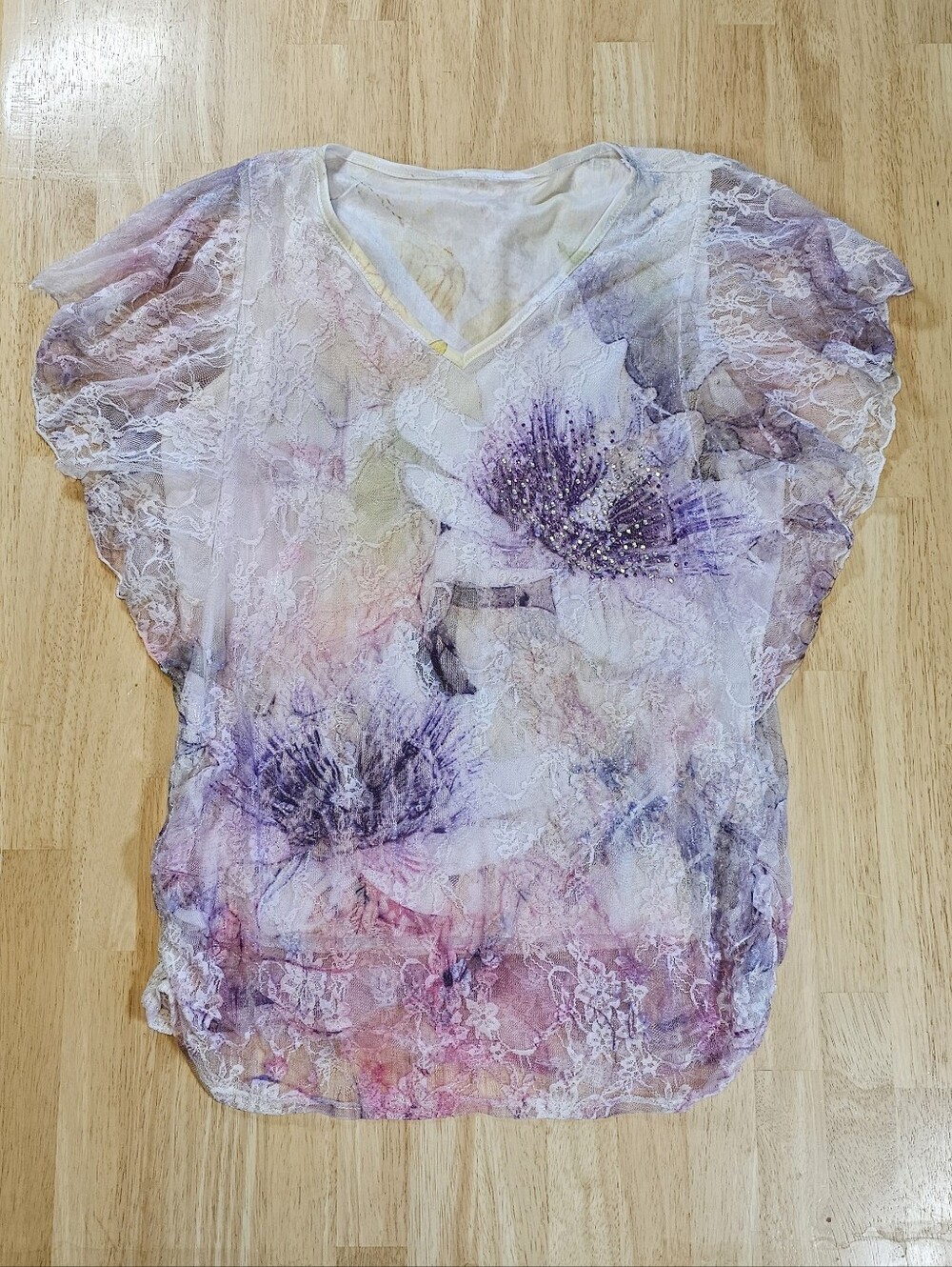 Floral Lace V-Neck Women's Top